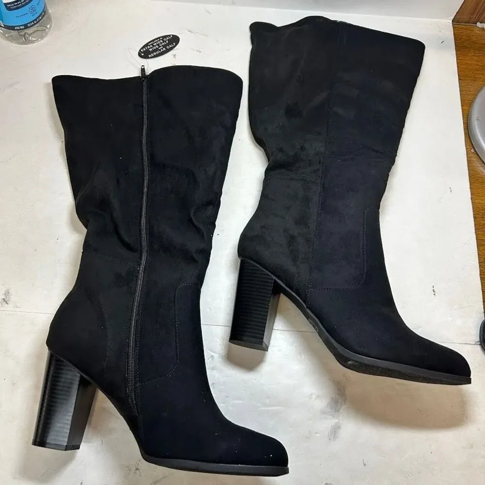 Style & Co Womens 13 W XWC Black Addyy Block Heel Knee High Boots NIB QK8